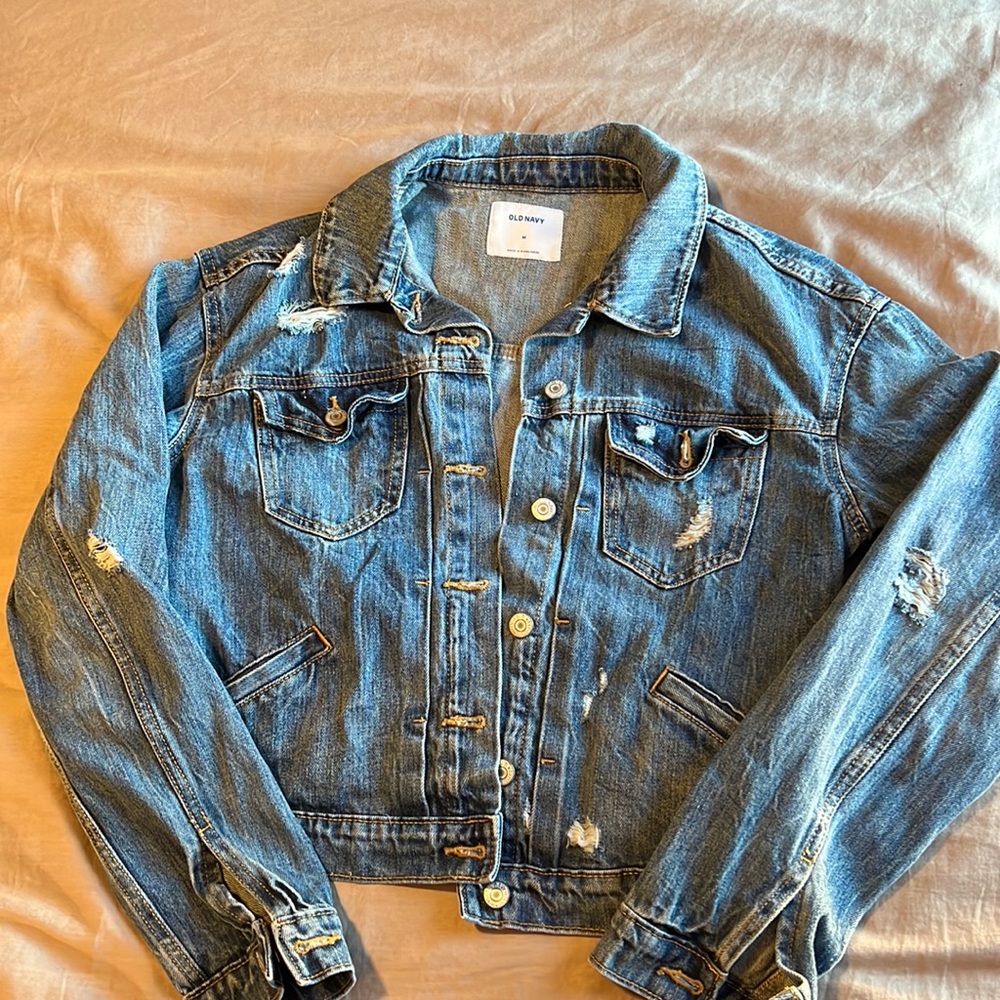 Like New Distressed Classic Old Navy Jean Jacket Medium